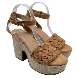 Marc Fisher Odilia Espadrille Suede Weave Ankle Strap Platform Sandals Size 8.5